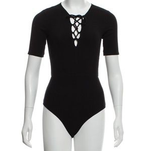Reformation short sleeve lace up bodysuit